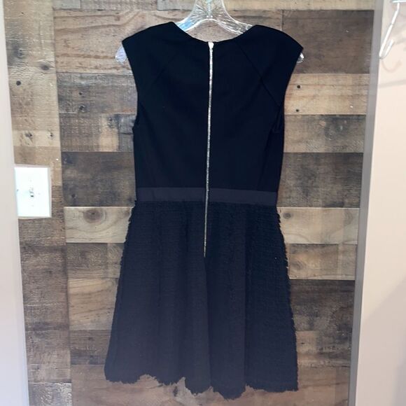 Rebecca Taylor Black Ponte Knit Tweed Fit & Flare Sleeveless Dress - Picture 9 of 9